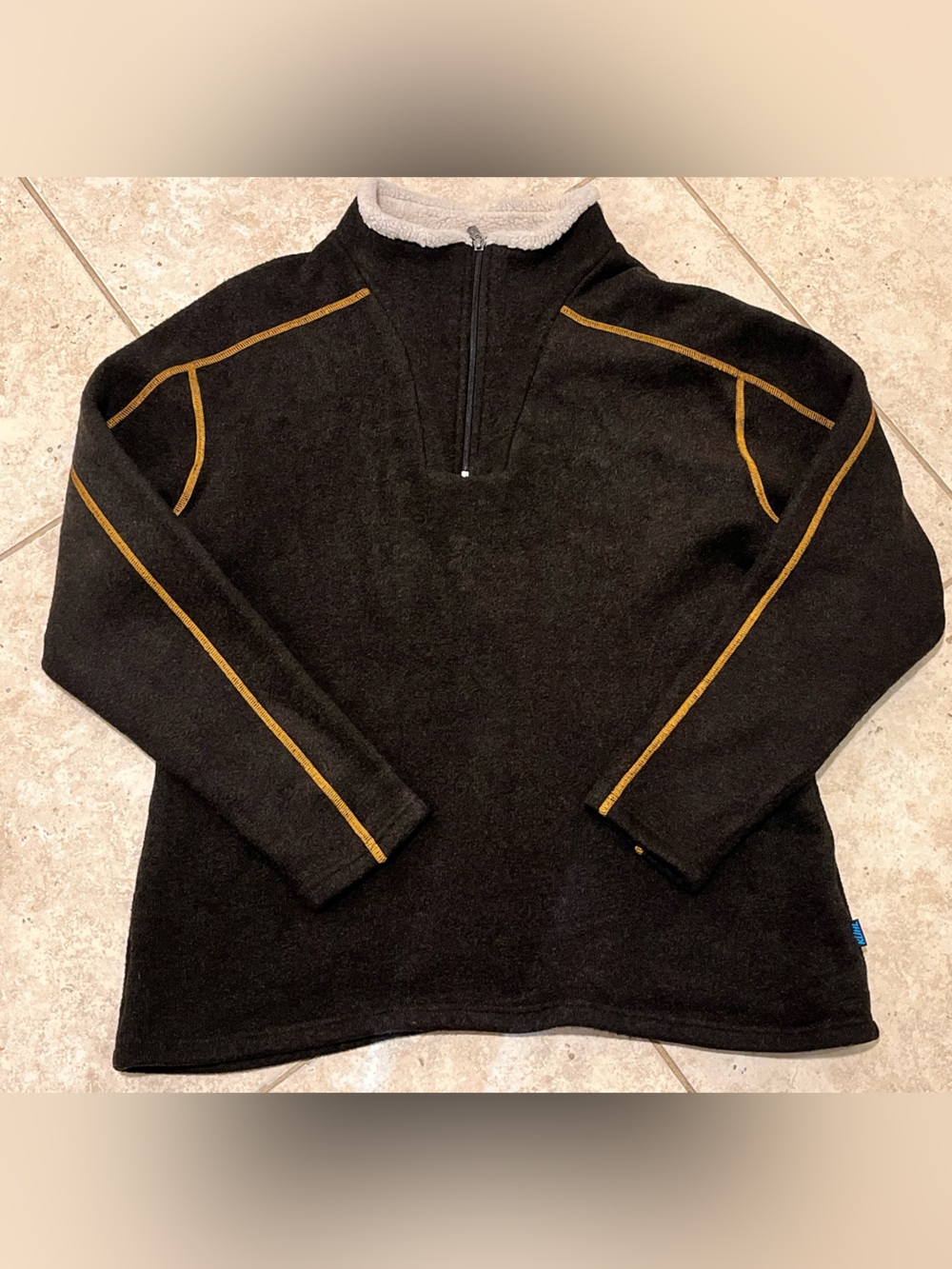 Kuhl Europa Brown Fleece 1/4 Quarter Zip Sweater XXL 2XL Faux Shearling EUC SOFT